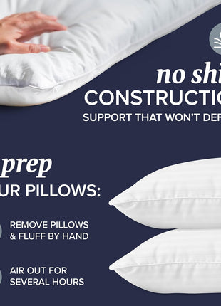 Beckham Hotel Collection Bed Pillows Standard/Queen Size Set of 2   Original Down Alternative Pillow for Sleeping   Bedding for Back, Stomach or Side Sleepers