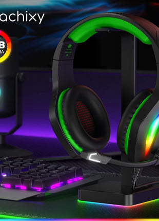 Fachixy FC100 Gaming Headset with Microphone for PS4, PS5, Switch, Xbox, PC, Mac, Gamer Headset with RGB Light, Computer Headphones with Mic