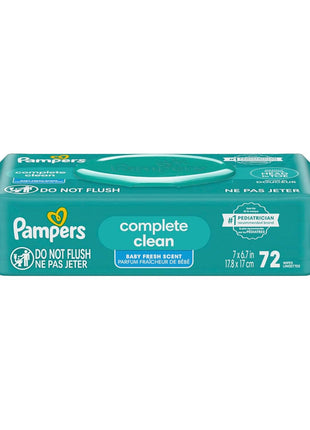 Pampers Baby Wipes, Complete Clean Baby Fresh Scented Wipe, Gently Cleans Head to Toe, 72 Total (1 Flip-Top Packs)