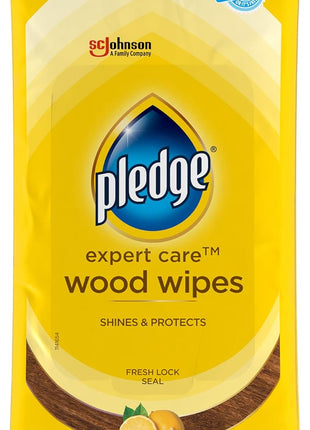 Pledge Expert Care Enhancing Wood Wipes, Lemon Scent, 24 Count