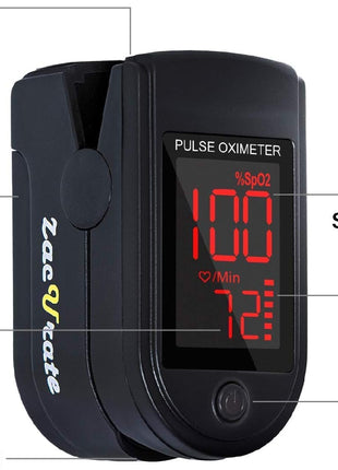 Zacurate Pro Series 500DL Fingertip Pulse Oximeter Blood Oxygen Saturation Monitor with Silicone Cover, Batteries and Lanyard (Royal Black)
