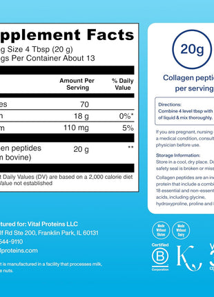 Vital Proteins Collagen Peptides Powder 9.33OZ and Bovine Colostrum Supplement 90 Capsules