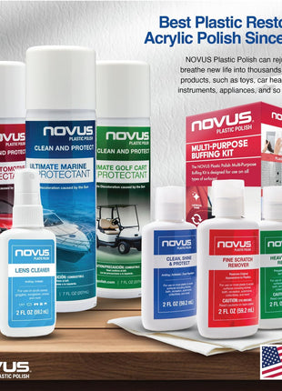 Novus Plastic Polish | Flexible Window Kit | One 3 inch Backing Pad for Drill, One 3 inch Green Foam Pad, One 3 inch Black Foam Pad, 1, 2, Three Polish Mate Wipes, One Microfiber Towel