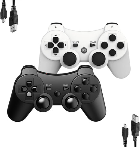 MOVONE wireless Controller for ps3 Rechargeable Game Wireless Controller 2Pack with2 Charging Cables, Compatible with Playstation3
