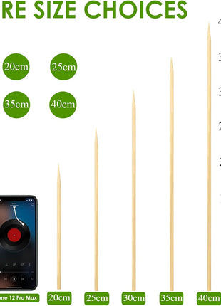 200 PCS Bamboo Skewers, 6 Inch Food Sticks for Appetizers Fruit Kebabs | Natural Mini Wooden Skewers for Barbecue Grilling Burger Sausage, Cocktail Picks for Drinks, Long Toothpicks Tooth Picks