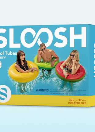JOYIN Inflatable Swim Tube Raft (3 pack) with Summer Fruits Painting, Pool Toys for Swimming Pool Party Decorations