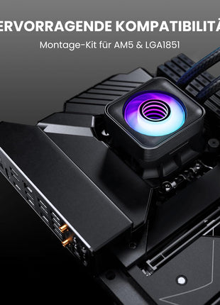 Phanteks Glacier One 420D30 X2 AIO Liquid CPU Cooler, Evolv X2 Aluminum Cap Design, 3X Performance D30-140 D-RGB Fans, for Intel LGA 1851, 1700, 1200, 115x and AMD AM4/AM5 sockets (Black)