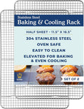 Ultra Cuisine Oven Safe, Dishwasher Safe 100% Stainless Steel Cooling and Baking Rack Set Heavy Duty Tight Wire   11.5 x 16.5 inch   Set of 2   Half Sheet Pan Cooling Racks