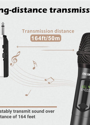 talomen Wireless Microphone,Professional Dual Handheld Cordless Dynamic Mic System with Rechargeable Receiver(160 Ft),Karaoke Microphone Set for Singing,Karaoke,Wedding,DJ,Party,Speech,Church,K60-2