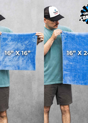 The Rag Company - Eagle Edgeless 500 (4-Pack) Professional Korean 70/30 Blend Super Plush Microfiber Detailing Towels, 500GSM, 16in x 16in, Blue