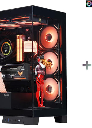 Sama Neview 2351 Black Dual USB3.0 and Type C Tempered Glass ATX Mid Tower