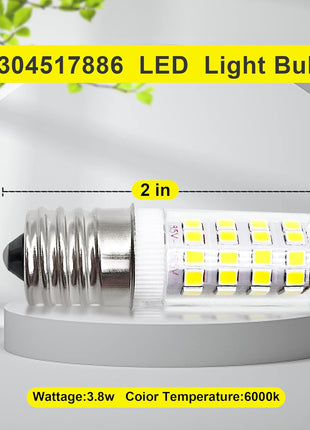 5304517886 KEI D28a KEL2811 LED Bulb E17 3.8W 100V-265V | Compatible with Frigidaire Kenmore Electrolux Crosley Freezer Lamp Replace 5304498578 7297114000 7241552801 5304495326 (2Pcs)