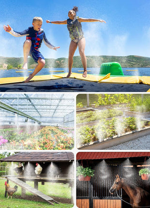 HOMENOTE Misting Cooling System, 26FT (8M) Misting Line + 7 Brass Mist Nozzles + Brass Adapter(3/4 inch) Outdoor Mister for Patio Backyard Garden Greenhouse