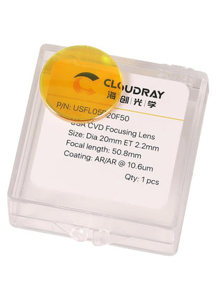 Cloudray CO2 Laser Lens 20mm Mirror CO2 Laser Focal Lens CO2 Focus Lens, CVD ZnSe for CO2 Laser Engraving Machine Cutter 40W-200W,Dia 20mm FL50.8mm