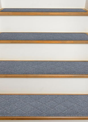Stair Treads for Wooden Steps Indoor, 15 Pack 8 inch X 30 inch Non Slip Carpet Stair Treads with Reusable Adhesive for Kids Elders and Dogs, Surface Polyester TPR Backing Stair Runner Rugs, Dark Grey
