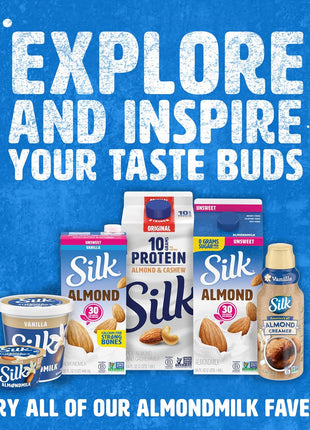 Silk Shelf-Stable Almond Milk, Unsweetened Vanilla, Dairy-Free, Vegan, Non-GMO Project Verified, 1 Quart (Pack of 6)