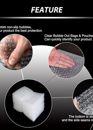 50 Pcs Bubble Pouch Wraps, 6''x8'' Clear Bubble Out Bags for Packing, Double Walled Cushioning Bags for Shipping, Storage and Moving(Not Self-Seal)