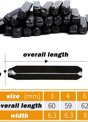 Oudtinx Number and Letter Stamp Set (36 Piece Punch Set/A-Z & 0-9) Hardened Steel for Metal Wood, Leather - 5/32 inch (4mm)