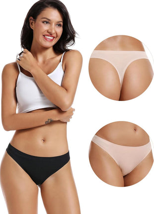 voenxe Seamless Women Underwear Thongs,No Show Ladies Thong,Invisible No Line Breathable Comfortable Panties Undies,Womens No Seam Soft Wide Gusset Tanga,Legging Underpants for Woman 5-Pack