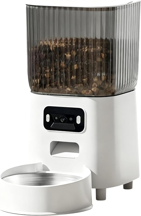 5L Smart Pet Feeder with HD Camera, WiFi Automatic Food Dispenser, Dual Stainless Steel Bowls, App Control, Voice Recorder, Motion Detection for Small and Medium Pets