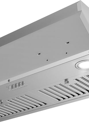 30 in. Lumin Collection 380 CFM Ducted Insert Range Hood, LED, Stainless | Cosmo COS-30IRHP Push Button Controls, 3 Fan Speeds, Permanent Dishwasher-Safe Baffle Filters, Backdraft Damper