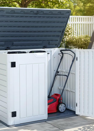 YITAHOME 59 Cuft Outdoor Tall Storage Shed, Waterproof Vertical Resin Shed for Garden, Garage, Patio, Lockable Tool Storage, No Shelves Included, Light Gray