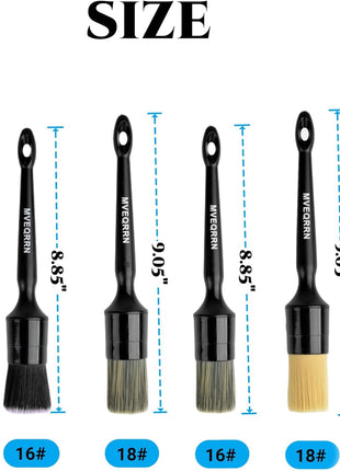 6pcs Car Detailing Brush Set-2pcs Boars Hair Car Detailing Brushes,2pcs Ultra Soft No Scratch Detailing Brush for Air Vent,Leather Seat 2pcs Detail Brushes car Detailing for Interior Exterior
