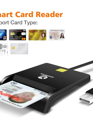 ZOWEETEK CAC Card Reader Military, Smart Card Reader DOD Military USB Common Access CAC, Compatible with Windows, Mac OS and Linux