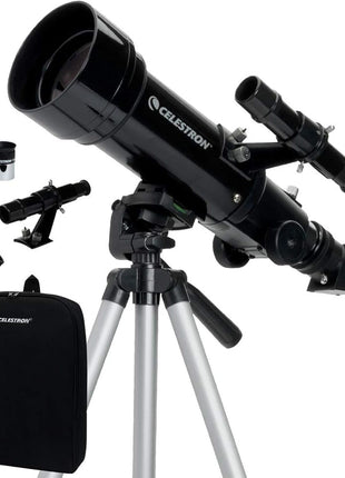 Celestron Travel Scope 70 Portable Refractor Telescope – 70mm Aperture, Fully-Coated Glass Optics – Includes Tripod, Backpack & Software – Ideal for Beginners & Travel