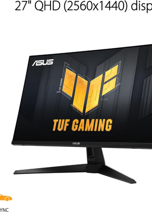 ASUS TUF Gaming 27" 1440P HDR Monitor (VG27AQ3A) – QHD (2560 x 1440), 180Hz, 1ms, Fast IPS, 130% sRGB, Extreme Low Motion Blur Sync, Speakers, Freesync Premium, G-SYNC Compatible, HDMI, DisplayPort