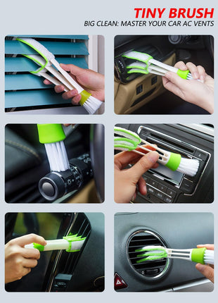 Topmart Windshield Cleaner,Windshield Cleaning Tool with Extendable Handle and Air Vent Duster for Car Interior Exterior,Car Glass Cleaner Kit with Washable Reusable Microfiber Cloth