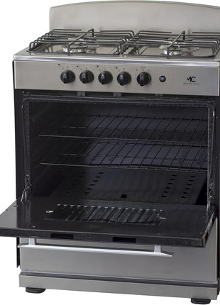MC - 30" White B Gas Space Saver Range with 4.0 CFT Oven Capacity - Italian SABAF Sealed Burners, 2 Ultra-Fast, 2 Fast – Easy to Clean, Iron Grates, Cool Knobs - L 21" W 30" H 41"