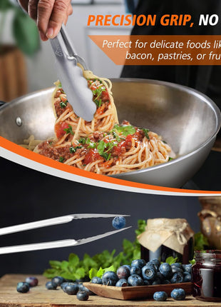 Hotec Stainless Steel Kitchen Tongs, Set of 2-9 inch and 12 inch, Locking Metal Food Tongs for Cooking, Serving, BBQ, Grill Non-Slip Grip