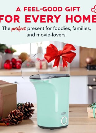 Dash Fresh Pop Popcorn Maker, 16-Cup Hot Air Popper, Aqua | Electric Popcorn Machine, Oil-Free Air Popped Popcorn, Built-In Measuring Cup & Butter Melting Tray, Movie Night Snacks