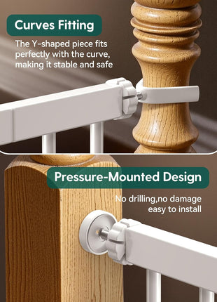 Babelio Pressure Mounted Baby Gate for Stairs, 26-40 in PressGuard Dog Gate | Triple-Lock, Pressure/Wall Mount No Drilling, Heavy Duty, Auto Close, Easy Install for Doorways/Kitchens/Hallway, White