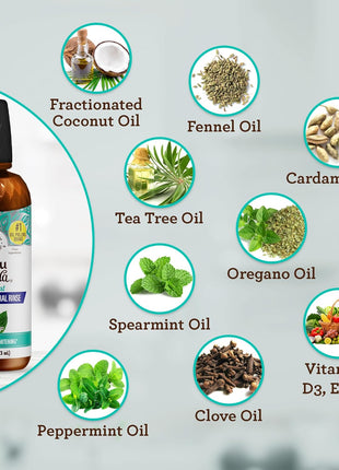 GuruNanda CocoMint Oil Pulling Mouthwash for Complete Oral Hygiene, 7 Essential Oils & Vitamins for Happy Teeth & Gums & Fresh Breath, Alcohol-Free, 16 oz