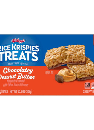 Rice Krispies Treats Crispy Rice Squares, Snack Bars, Chocolatey Peanut Butter, 10.8oz Box (14 Count)
