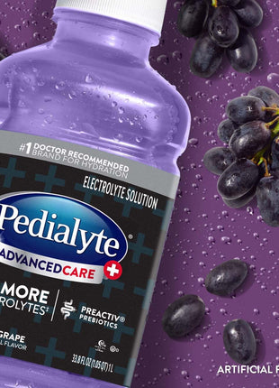 Pedialyte AdvancedCare Plus Electrolyte Drink, Iced Grape | Hydration Drinks for Adults & Kids to Restore Electrolytes when they are Dehydrated Due to Vomiting, Diarrhea, Fever, or Flu