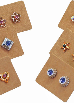 300 PCS Earring Display Cards Kraft Paper Ear Tags Ear Stud Card (Brown)