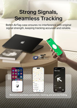 Belkin Apple AirTag Secure Holder with Key Ring - Durable, Scratch-Resistant Case with Open Face & Raised Edges - Protective AirTag Keychain Holder Accessory for Keys, Pets, Luggage, & More - Blue