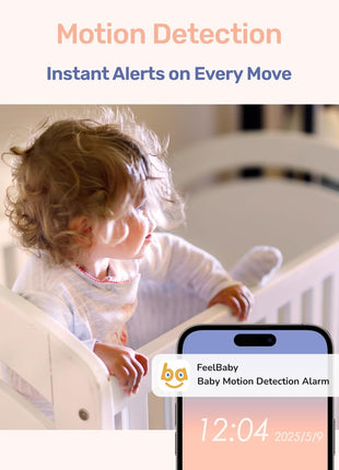 1080P WiFi Baby Monitor with Camera and Audio, Pan-Tilt-Zoom Video Camera, 4'' IPS Screen, HD Night Vision, Motion & Cry Detection, 360° View, Temperature Sensor, Feeding Reminder, Lullabies