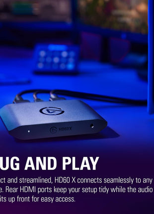 Elgato HD60 X - Stream and Record in 1080p60 HDR10 or 4K30 with Ultra-low Latency on PS5|Pro, PS4|Pro, Xbox Series X/S, Xbox One X|S, Nintendo Switch 2, in OBS and More, Works with PC and Mac