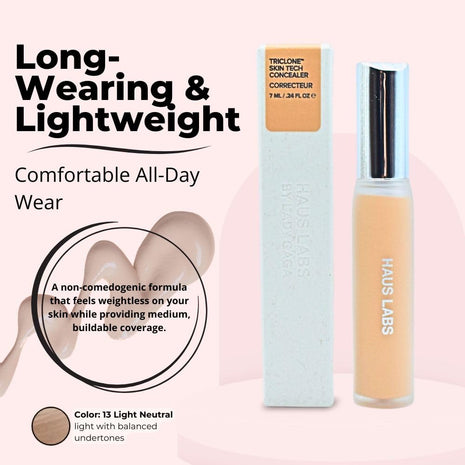 HAUS LABS BY LADY GAGA Triclone Skin Tech Hydrating + De-puffing Concealer with Fermented Arnica 13 Light Neutral