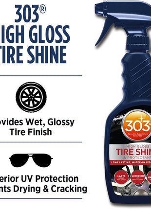 303 Products High Gloss Tire Shine And Protectant - Long Lasting, Water Based Formula - Lasts For Weeks - No Harmful Silicones - Lasts Weeks Not Days, 16 fl. oz. (30395CSR) Packaging May Vary
