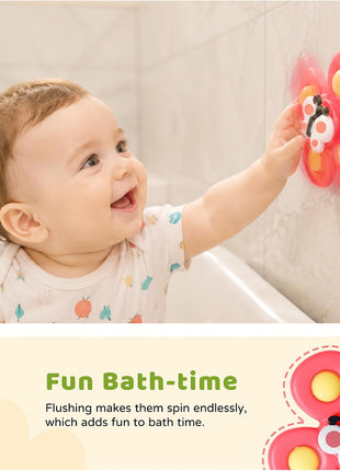 LiKee Strong Suction Cup Fidget Rotating Sensory Bath Toys for Baby Christmas Stocking Stuffers, Airplane Car Travel Table & Window Toys for Toddler Boys and Girls, 10+ Months