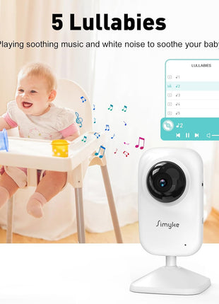 Simyke Upgrade Video Baby Monitor,WiFi Baby Camera,2.8inch Display and App Control,1200ft Long Range,2 Way Talk,Auto Night Vision,Sound Alert,VOX,Temperature Sensor 5 Lullabies Feeding Remind,Home Use