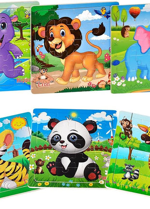 Puzzles for Kids Ages 3-5 Toddler Wooden Toys Montessori Learning Education Preschool Sets Games for Boy Girl 3 4 5+ Years Old, Pack of 6 (20 Pieces)