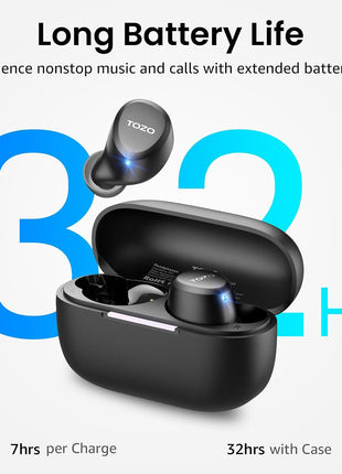 TOZO A1 Wireless Earbuds Bluetooth 5.3 Light Weight in Ear Headphones | IPX5 Waterproof, 2 Mics for AI Calls, Immersive Premium Sound Bass Ear buds with Charging Case, 32 Presets EQ via TOZO App