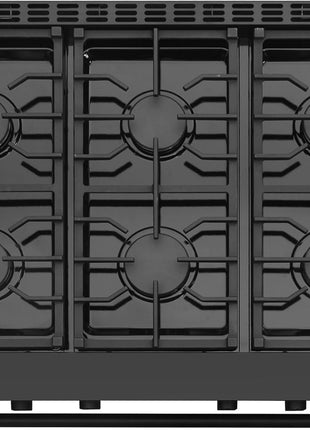 36 in. Lumin Coll 6.1 cu. ft. 6 Burner Gas Range, Convection, Matte Black | Cosmo COS-GRC366KB-BK Sealed Burners, 6 Oven Function, Digital Display with Timer, Cast Iron Grates, LP Convertible