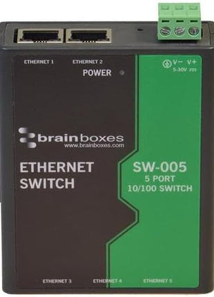 Brainboxes Switch - 5 Ports - DIN Rail mountable (SW-005)